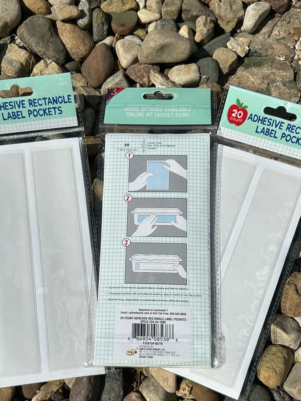 Target Bullseye Playground Clear Adhesive Label Pockets 20 Count - Set of 3  NEW